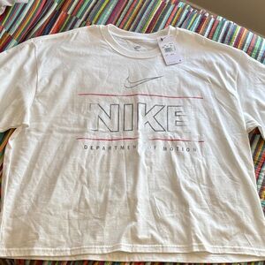 Nike White and Red retro logo department of motion vintage look 2XL boxy